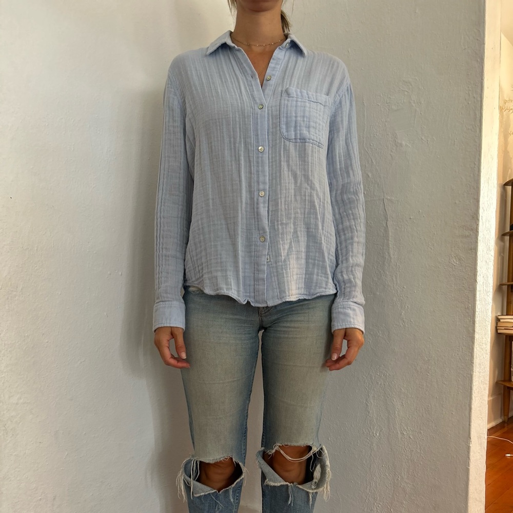 Rails, light blue xs linen button up